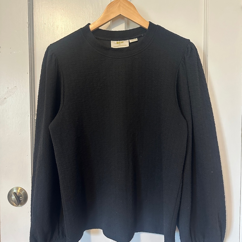 Anthropologie Maeve Shannon Balloon-Sleeved Top – Black – Size L